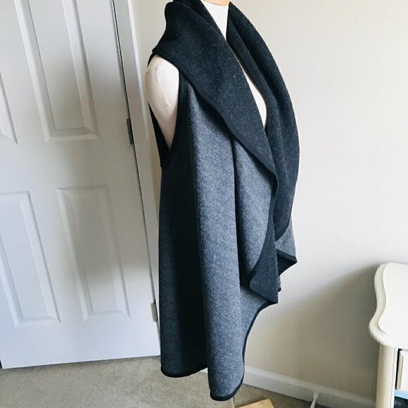 Anthropologie Open Front Long Draped Sleeveless Cape Cardigan Dark Gray One Size - Picture 3 of 7